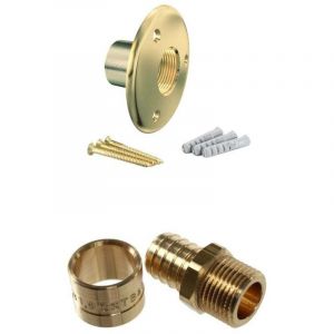 Arcanaute Applique pour fixation de robinet de jardin - Tube PER &Oslash;12 - Raccord &agrave; glissement M 1/2" (15/21)