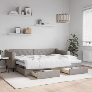 VidaXL Lit de Jour avec Lit Gigogne et Tiroirs, Canapé-lit avec Rangement, Lit d'Invité, Meuble de Chambre à Coucher Salon, Moderne, Taupe 80x200 cm Tissu