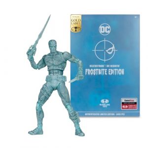 Bizak 64387226 Figurine articul&eacute;e Deathstroke, &eacute;dition sp&eacute;ciale Frosbite, 18 cm, avec Base pour la Figurine, Carte Artistique authentifi&eacute;e et Base pour Exposer des Cartes