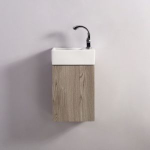 Rue du Bain Meuble Lave main - Blanc et Chêne Gris - Scandinave - 30x18 cm - Essento