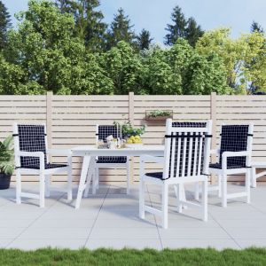 VidaXL Coussins de chaise &agrave; dossier bas lot de 4 noir &agrave; carreaux tissu - Black and white