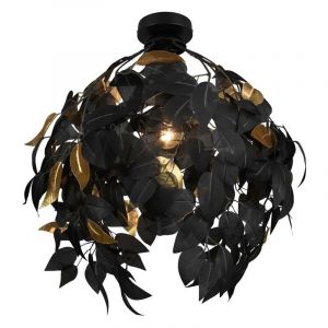 Trio Leavy Plafonnier Feuilles Lavables Noir Et Or D. 38Cm