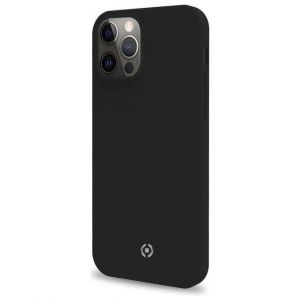 Celly Étui Feeling pour iPhone 12 Pro Max - Extérieur en silicone et intérieur anti-rayures - Noir