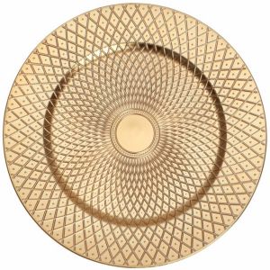 Ruedelafete Grande sous-assiette Shéhérazade plastique 33cm avec arabesques, Or