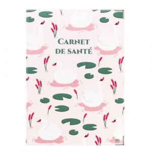 Protège carnet de santé ENFANT – PVC Cygnes 22 x 16 cm – Protection documents médicaux – Fabriqué en France – Color Pop