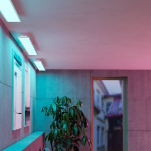 Eglo Panneau LED connect.z Moradillo-Z 120x15 cm ZigBee, mat, contr&ocirc;le app et vocal Alexa, lampe de plafond, blanc chaud-froid, RGB, dimmable, plafonnier