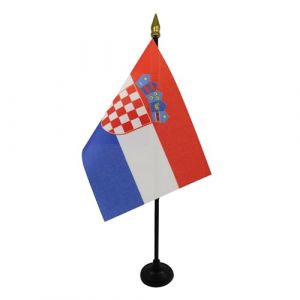 AZ FLAG - Mini Drapeau Croatie De Table - 15x10 cm - Drapeau Croate De Bureau 100% Polyester Avec Hampe Pointe Dorée