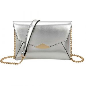 Pochette de Soirée pour Femme avec Chaîne Amovible et Fermoir à Bouton-pression Gallantry Argent