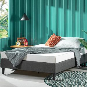 ZINUS Curtis 35 cm Sommier plateforme tapissé | Sommier | Spport à lattes en bois | Facile à monter | 140 x 190 cm | Gris