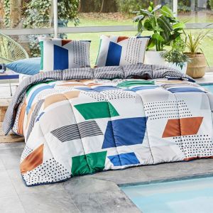 Housse de couette chaude bleu en polyester GEO BLEU