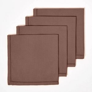 HOMESCAPES Lot de 4 serviettes de table en coton, Chocolat