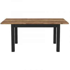 Table extensible 8 personnes pour salle à manger Collection darwin. Plateau effet épicéa. Pieds noirs