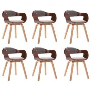 VidaXL Chaises de salle à manger 6 pcs Taupe Bois courbé et tissu