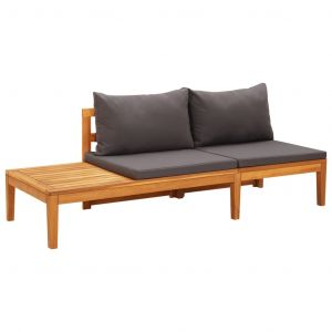 Image de VidaXL Banc de jardin avec table avec coussins gris foncé Teck solide