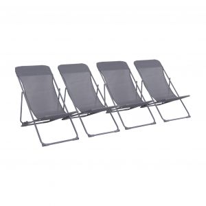 Sweeek Lot de 4 chaises pliantes LIVORNO en aluminium / textilene anthracite 83 x 88 x 95 cm
