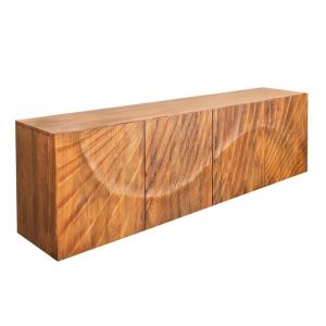 Buffet 180 cm 4 portes bois sculpt&eacute; naturel &ndash; Collection SILVA