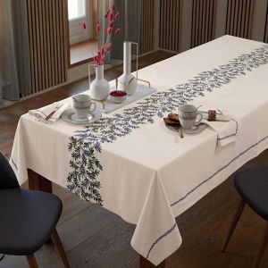 Nappe 150x300 blanc cass&eacute; en coton