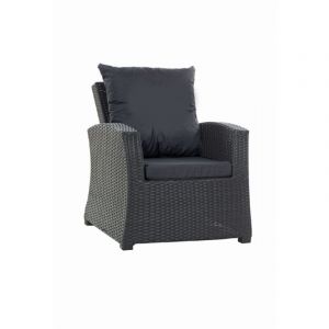 Setgarden - Coussins de fauteuil tressé en résine 56x52x7+56x50 4pcs Coussin l'extérieur noir ensemble de jardin rotin Coussins de chaise avec dossier