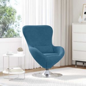 VidaXL Fauteuil &oelig;uf Bleu 63 x 73 x 90 cm Velours