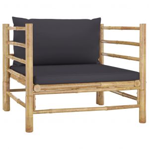 VidaXL Canap&eacute; de jardin avec coussins gris fonc&eacute; Bambou