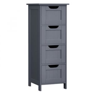 Meuble de salle de bain sur pieds placard de rangement avec 4 tiroirs commode 82 cm pour salon cuisine et couloir gain de place gris - Gris