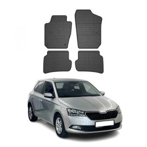 Omac Tapis de Sol pour Skoda Fabia 2014-2021 Caoutchouc Noir
