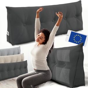 ELONEO R&uuml;ckenkissen &ndash; Keilkissen f&uuml;rs Bett & Sofa, abnehmbarer Bezug, praktisches Seitenfach Handy