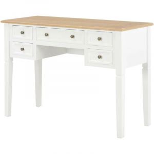 Bureau table meuble travail informatique bois blanc 109,5 cm 0502114