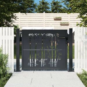 VidaXL Portail de Jardin Anthracite 105x105 cm Acier Design de Bambou