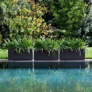 Pot de fleurs Ethica, set de 4, plastique anthracite 80x36x36cm