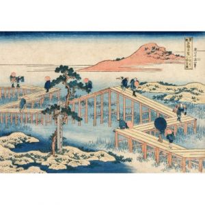 Grafika Hokusai - Image Ancienne du Pont à Huit Parties dans la Province de Mikawa