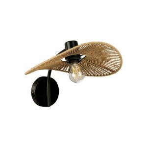 Eglo Siruela Applique murale d'int&eacute;rieur boh&egrave;me &agrave; monter soi-m&ecirc;me, &eacute;clairage naturel, certifi&eacute; FSC, lampe de salon en papier et m&eacute;tal noir, douille E27