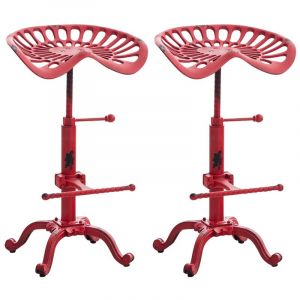 Lot de 2 tabourets de bar Butch au style industriel rouge