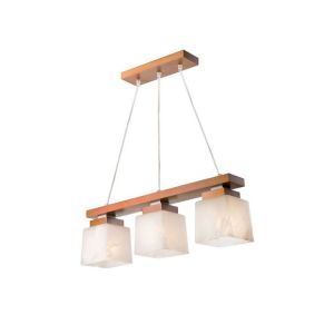 Lamkur Kubu? Kubus Bar Suspension Plafonnier, Abat-Jour en Verre Rustique, 3x E27