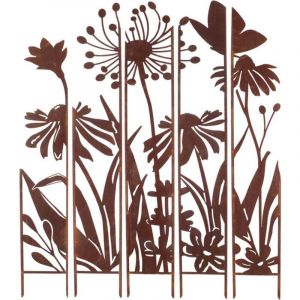Esschert design Treillis brise vue en 5 parties Fleurs l : 137,5 x 1,5 x 170 cm