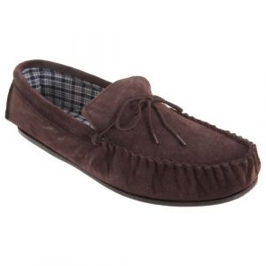 Image de Mokkers Bruce Chaussons moc ins en daim véritable pour homme, marron foncé, 42 2/3 EU