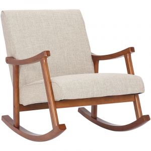 CLP Chaise à bascule Morelia en tissu avec pieds Noyer, Crème