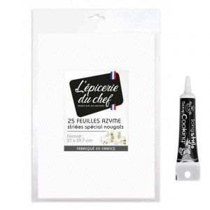 Scrapcooking 25 feuilles azyme blanches pour nougat + Stylo gla