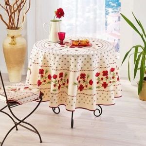Nappe Proven&ccedil;ale Tissu Rectangle ou Ronde - Coquelicot Anti-t&acirc;ches - rouge - 180cm