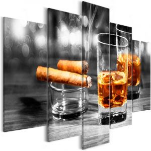 Artgeist Tableau Imprimé "Cigars & Whiskey 5 Panneaux Wide" 100x225cm