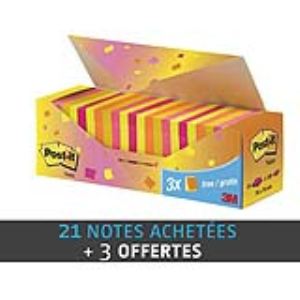 Post-It Boite de 24 notes repositionnables dont 3 gratuits (76x76 mm)