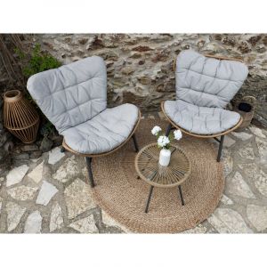 Salon De Jardin Maiso En R&eacute;sine Tress&eacute;e - 2 Places