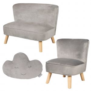 Roba Set 'Lil Sofa Maxi Canap&eacute; + Fauteuil + Coussin Nuage - Gris
