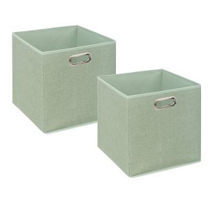 Lot de 2 Boîtes de rangement Vert Clair chiné 31 x 31 cm