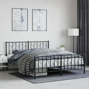 vidaXL Bedframe met voetbord zonder matras metaal zwart 160x200 cm374458