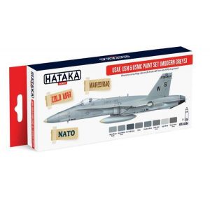 Image de Red Line Set (8 pcs) USAF, USN & USMC paint set (modern greys) - HATAKA