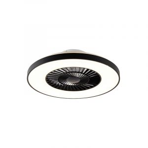 Image de Qazqa Ventilateur de plafond noir avec LED avec télécommande - Climo Moderne Luminaire interieur Rond