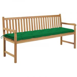 VidaXL Banc de jardin avec coussin vert 175 cm Bois de teck massif. Produit Neuf ! Garantie 0 ans !