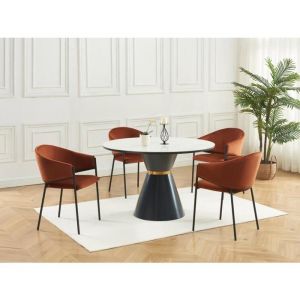 Pascal Morabito Lot de 6 chaises avec accoudoirs en velours et m&eacute;tal noir - Terracotta - ordida de