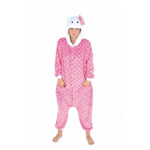 Image de Ruedelafete Combinaison kigurumi chat rose adulte